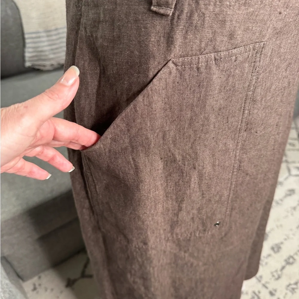 Adolfo Dominguez Brown Maxi A-Line Linen Skirt - Picture 4 of 13